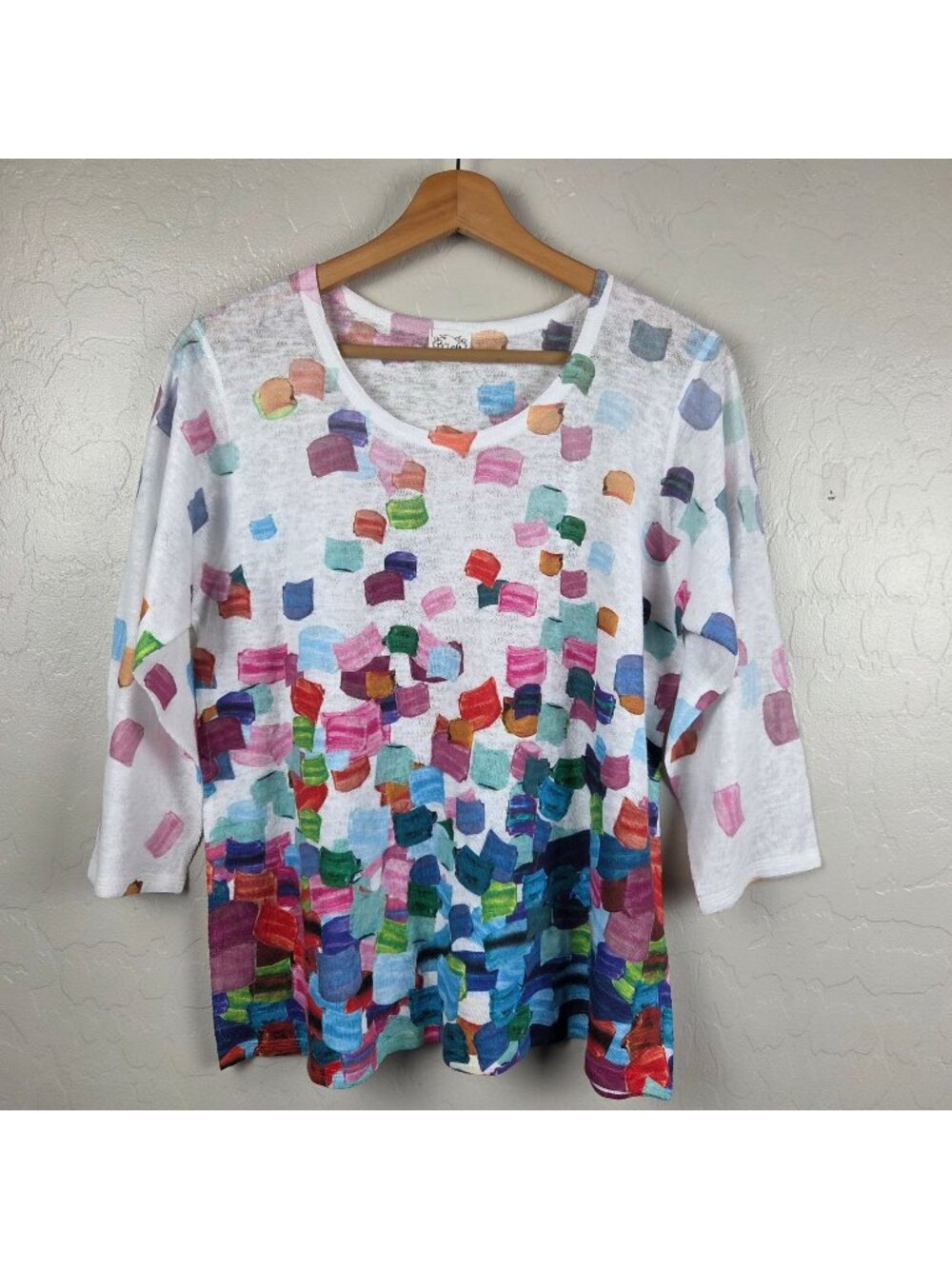 Et' Lois Colored Petals Tunic Top Size Womens Small Multicolor Artsy Art to Wear